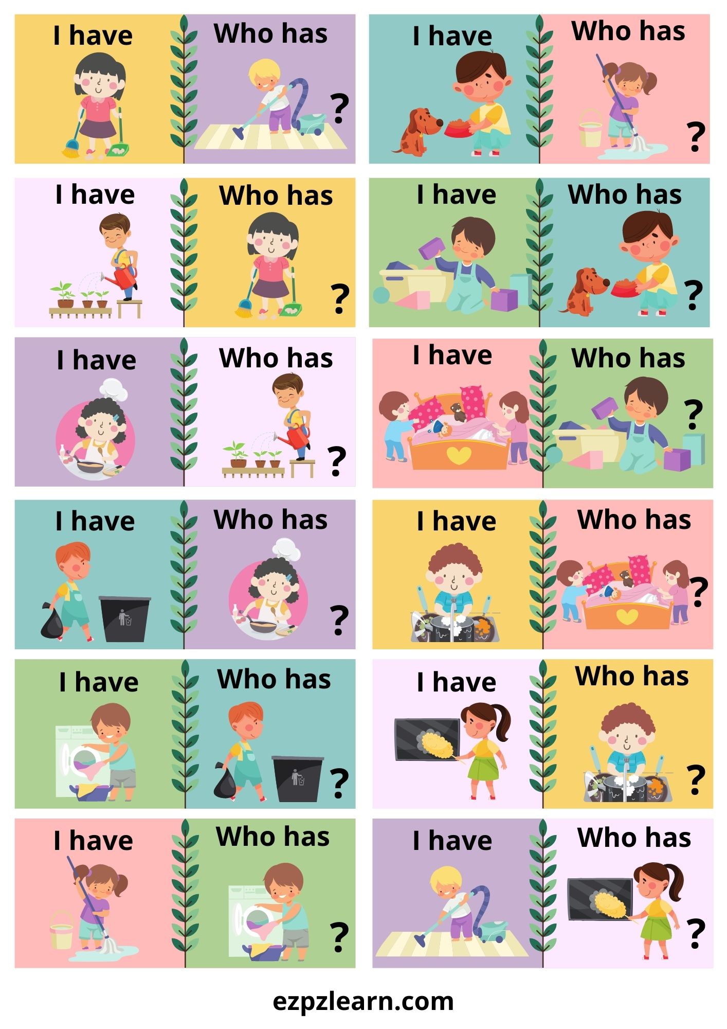 Chores I have Who has Game